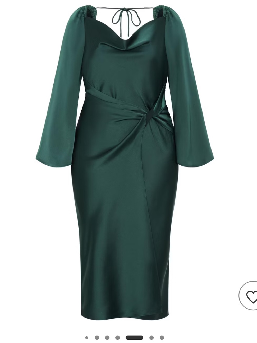 NWT City Chic (US 24) Emerald Green Satin Twist-Waist Midi Dress